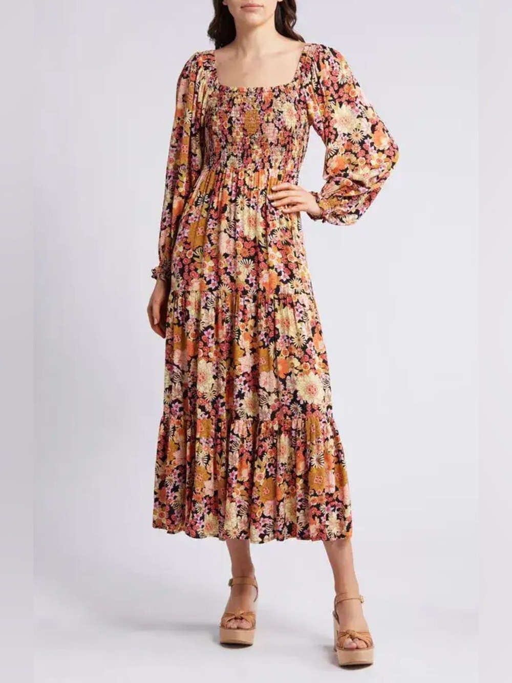 Rip Curl Floral Boho Long Sleeve Dress